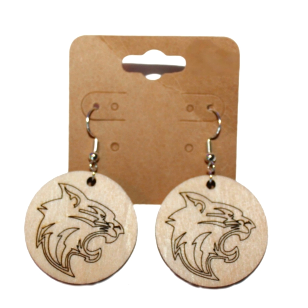 Wildcats Mascot Wooden Earings